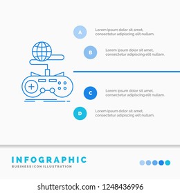 Game, gaming, internet, multiplayer, online Infographics Template for Website and Presentation. Line Blue icon infographic style vector illustration