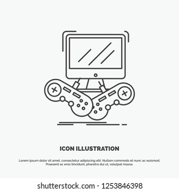 Game, gaming, internet, multiplayer, online Icon. Line vector gray symbol for UI and UX, website or mobile application