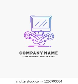 Game, gaming, internet, multiplayer, online Purple Business Logo Template. Place for Tagline