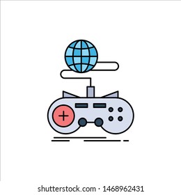 Game, gaming, internet, multiplayer, online Flat Color Icon Vector. Vector Icon Template background