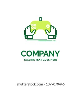 game, gaming, mobile, entertainment, app Flat Business Logo template. Creative Green Brand Name Design.