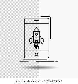 game, gaming, start, mobile, phone Line Icon on Transparent Background. Black Icon Vector Illustration