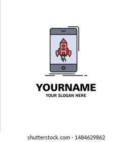game, gaming, start, mobile, phone Flat Color Icon Vector. Vector Icon Template background
