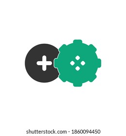 Juego con el vector de la plantilla del logotipo Gear. Icono de diseño de joystick. Logo de GEAR GAME