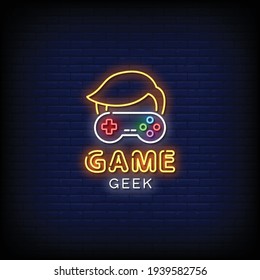 Game Geek Logo Neon Signs Style Text Vector