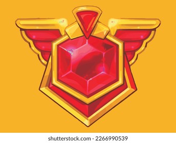 Game gem vector winner badge, gem medal vector illustration