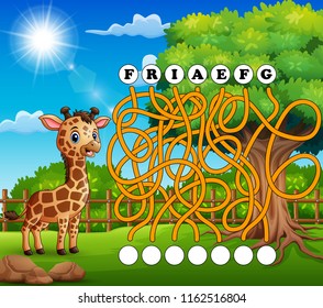 Game giraffe maze find way to the word