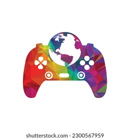 Game globe logo Icon design. online gamer world logo. globe and colorful pattern vector illustration .