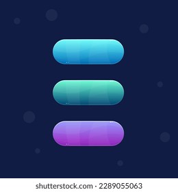 Game Glossy Sea Liquid Style Buttons Or Banners Set In Turquoise Purple Blue Colors With Wave Pattern Bright Colorful Cute Cartoon Vector Design