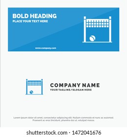 Game, Goalpost, Net, Volleyball SOlid Icon Website Banner and Business Logo Template