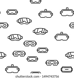 Game Goggles Vector Seamless Pattern Thin Line Illustration