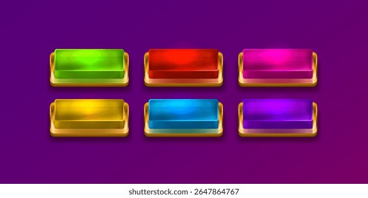 Juego Botón de oro, color del conjunto, Botón de la barra del acontecimiento, letrero del oro. Ilustración vectorial