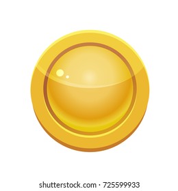 Game golden coin. Graphic user interface design element, vector illustration.