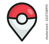 Game gps navigation icon. Map pin in thin line Vector illustration.