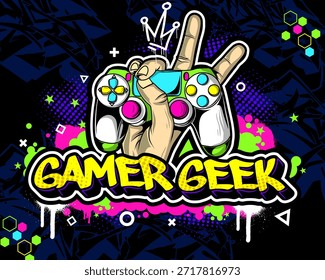 Jogo Graffiti fundo vetor ilustração,. Design de jogos colorido e divertido.
