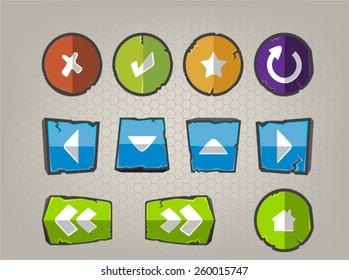 Game GUI buttons, Vector set for games, Control buttons