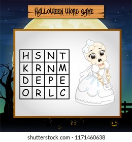 Game halloween find the word of skeleton