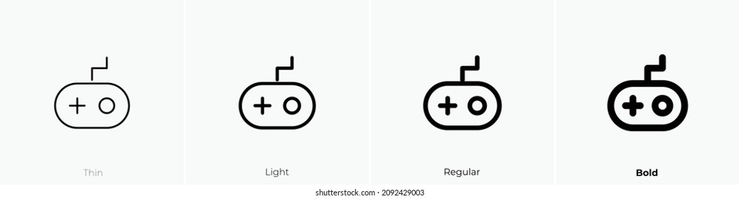 game handle icon. Thin, Light Regular And Bold style design isolated on white background