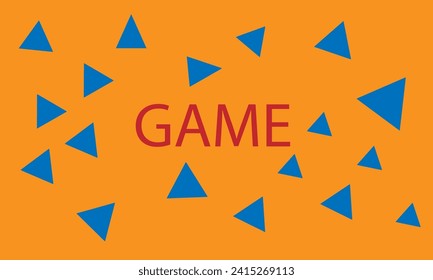 The game has text on an orange background around blue triangles,