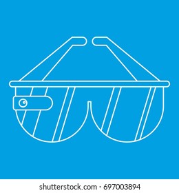Game headset icon blue outline style isolated vector illustration. Thin line sign