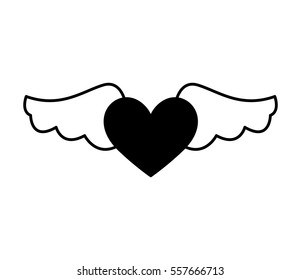 game heart with wings isolated icon vector illustration design