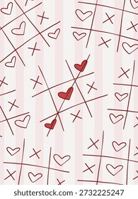 Juego con corazones tic tac toe, Arte vectorial