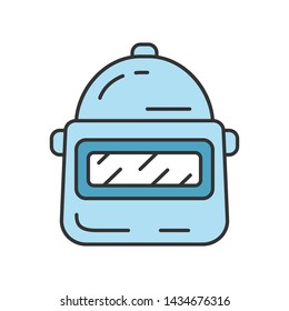 Game helmet color icon. Virtual video game protective gear, armor. Player, warrior, soldier protection, safety. Welding helmet, uniform. Esport safe equipment, inventory. Isolated vector illustration