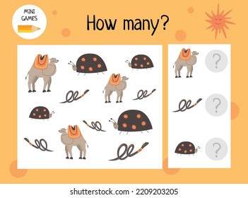 The game "How many?" for children. Vector cartoon illustration.
