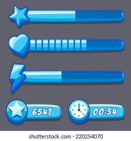 Game Ice Energy Time Progress Bar Icons Set