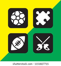 game icon. 4 game set with ball, sports and competition and toy vector icons for web and mobile app
