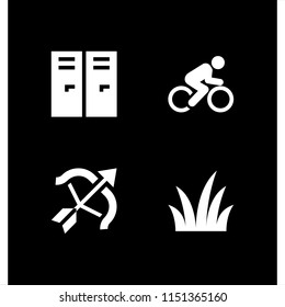 game icon. 4 game set with grass, archery, sports and competition and sport vector icons for web and mobile app