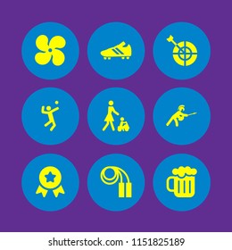 game icon. 9 game set with toy, medal, sports and competition and volleyball vector icons for web and mobile app