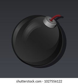 Game icon of bomb in cartoon style. Bright design for app user interface. Weapon for war, destroy, death, trap. Vector illustration for Icons Collection.