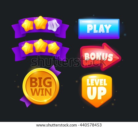 Game icon bonus and items illustration. Collection icon design for game, ui, banner, design for app, interface, game development, playing cards, slots and roulette.