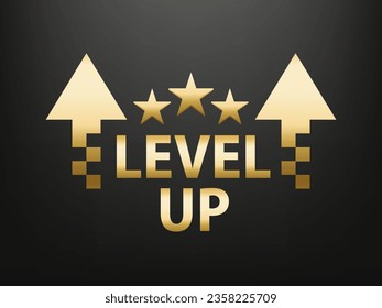 Game icon bonus. level up with up arrow icon, new level logo. Vector illustration