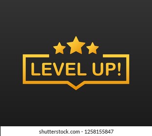 Game Icon Bonus. Level Up Icon, New Level Logo. Vector Stock Illustration.