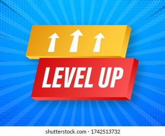 Game Icon Bonus. Level Up Icon, New Level Logo. Vector Illustration.
