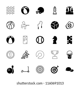 Game icon. collection of 25 game filled and outline icons such as domino, skipping rope, chess horse, bowling, baseball. editable game icons for web and mobile.