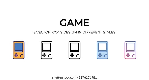 game Icon Design in Five style with Editable Stroke. Line, Solid, Flat Line, Duo Tone Color, and Color Gradient Line. Suitable for Web Page, Mobile App, UI, UX and GUI design.