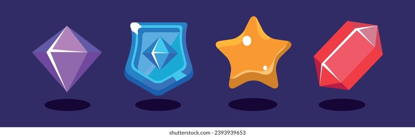 Game Icon and Glossy UI Design Element Vector Set