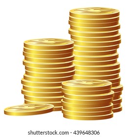 Game icon of gold coins. Gui asset elements collection. Vector illustration isolated on white background.