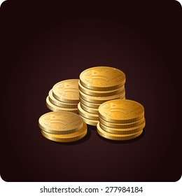 Game icon of gold coins. Vector design for app user interface