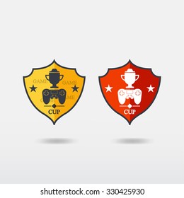 Game icon of golden goblet. 