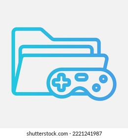 Icono de juego en estilo de degradado sobre carpetas, uso para presentación de aplicaciones móviles del sitio web