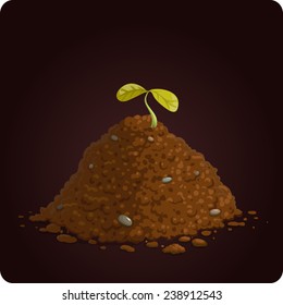 Game icon of ground with plant. Vector design for app user interface