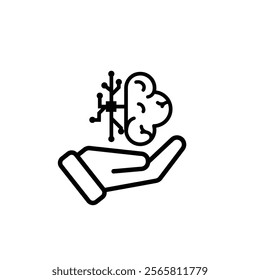 game icon. joystick in hand, controller, console. for rental logo, web icon, play station, line design style. Vector design