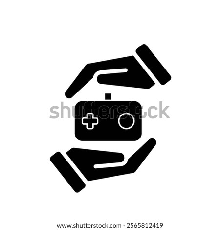 game icon. joystick in hand, controller, console. for rental logo, web icon, play station, line design style. Vector design