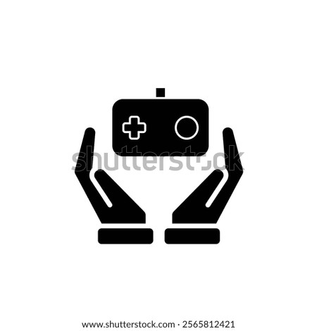 game icon. joystick in hand, controller, console. for rental logo, web icon, play station, line design style. Vector design