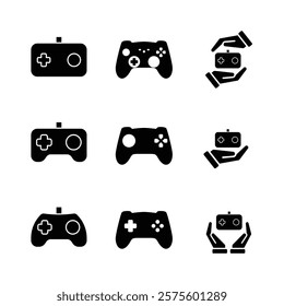 game icon. joystick set, controller, console. for rental logo, web icon, play station, line design style. Vector design