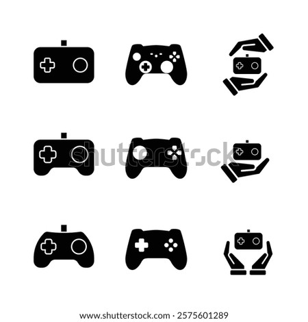 game icon. joystick set, controller, console. for rental logo, web icon, play station, line design style. Vector design